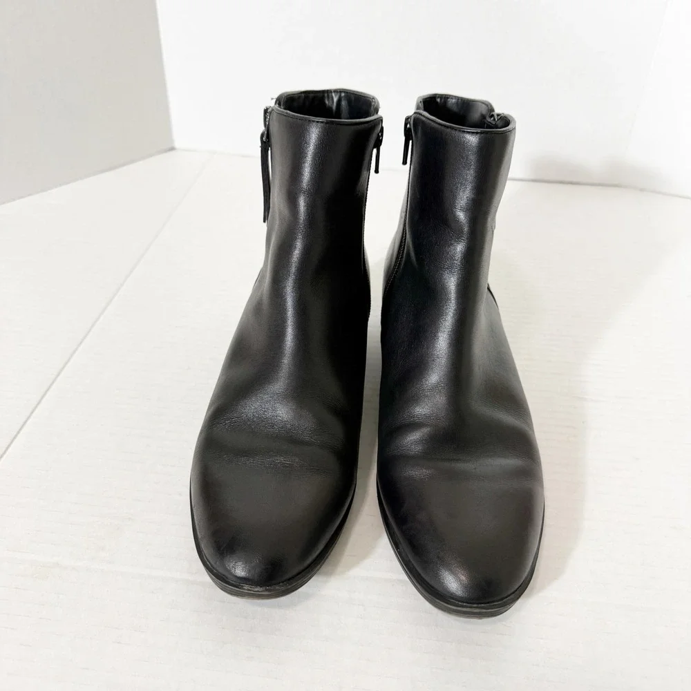 Naturalizer Robyn Womens Black Leather Minimalist Block Heel Bootie Size 8.5